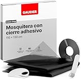 GAUDER Mosquitera Ventana (110 x 130 cm | negro) de Poliéster | Malla Mosquitera para Ventanas | Malla Antimosquitos Adhesiva | Tela Antimosquitos