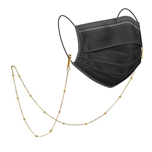 Mask Holder Chain Lanyard Necklace for Women Girls, Stainless Steel Strap Chains for Eyeglass Glasses (gold bead)