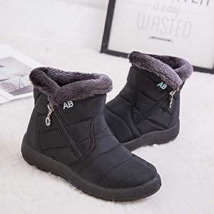 UK Clearance Vrouwen Winterlaarzen Waterdichte Geïsoleerde Sneeuwlaarzen UK Maat 7 Fleece Bont Gevoerde Enkellaarzen Outdoor Antislip Zip Up Hike Booties voor Outdoor Wandelen Jacht, Zwart, 39 EU