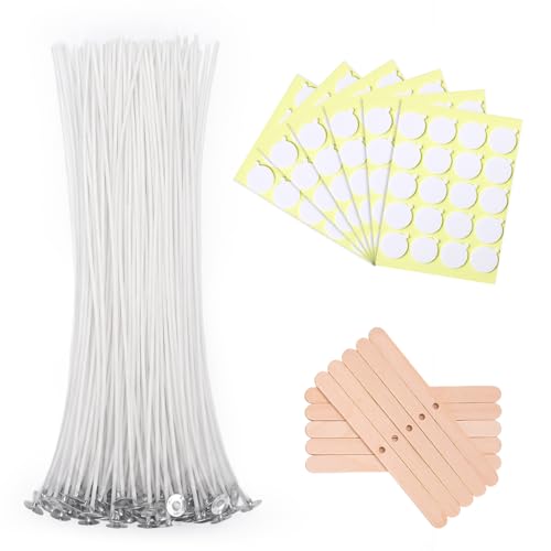 Aubeco Candle Wick Kit for Candle Making, 12 Inch, Pre Waxed, with Tabs
