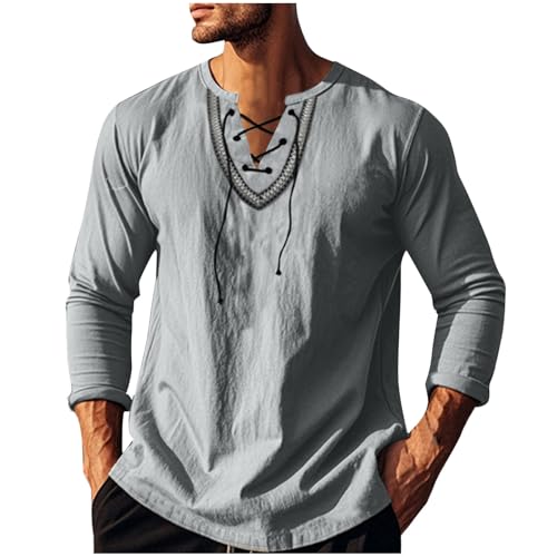 Liquidación de ventas antes de Navidad, camiseta casual de color sólido para hombre, hombros rectos, lazo en el pecho, bordado, cuello redondo, manga larga, negro de las ofertas de viernes 2024,