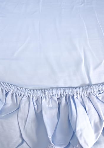 Sábana bajera ajustable de algodón azul claro de 140x200 para colchón de 30cm 4