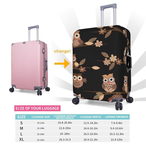 Housse de valise hiboux marron taille L en polyester lavable - 5
