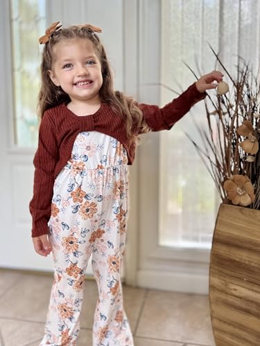 Image of HIHA Girls Sleeveless Jumpsuits Outfit Long Sleeve Twist Front Tops Romper Clothes Set Size 4-12