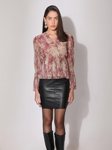 Image of VERO Moda Printed Top | V-Neck | Long Puffed Sleeves