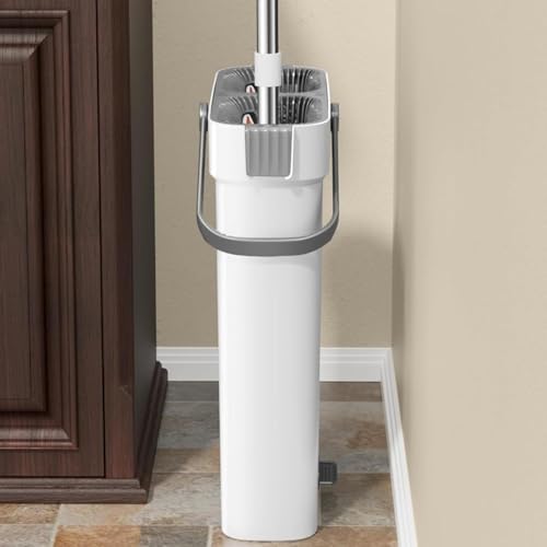 Mbiyhgta Set aus Bodenwischer und Eimer, Wischeimer mit Wringer - Drehbares Bodenwischer- und Eimerset, Wischsystem | Bodenreinigungssystem, Nass-Trocken-Mopp-Eimer-Reinigungssystem für – Bild 3