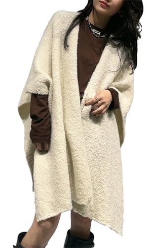 Women's Knitted Cashmere Shawl Wraps Open Front Poncho Cape Fashion Cardigan Sweater Coat Warm Scarf Blanket Fall Winter