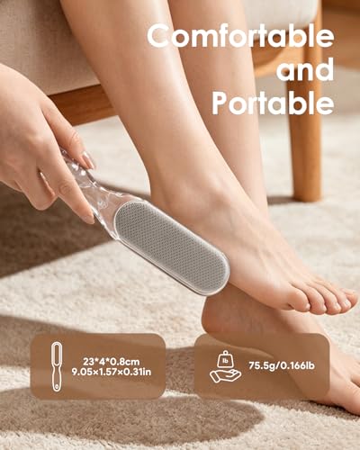 Image of Foot File, Stainless Steel Foot Callus Remover, Double-Sided Pedicure Tool for Hard & Dead Skin, Long-Lasting Foot Scrubber for Smooth, Soft Feet (Transparent)