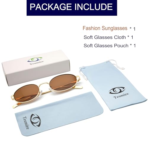 Image of Retro Oval Sunglasses for Women Men Trendy Gold Sun Glasses Vintage Metal Frame Shades
