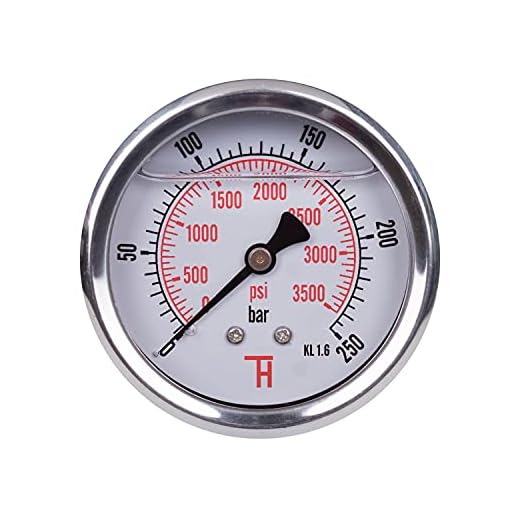 THERMIS Tryckmätare 358 G 1/4 anslutning bakifrån 0-250 bar/3500 psi, stöttålig