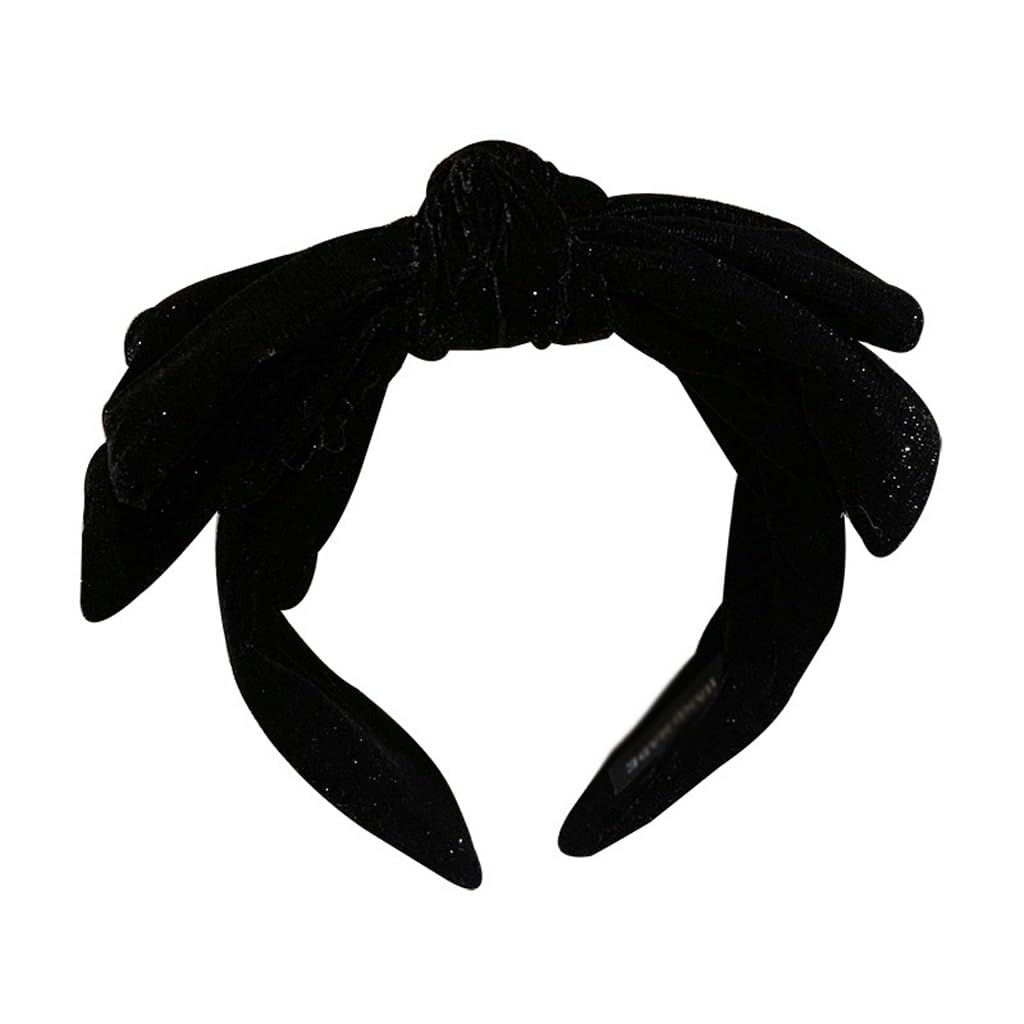 Bandeau vintage en velours de soie noir brillant pour coiffure chic