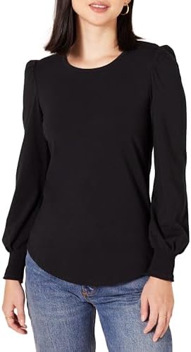 Amazon Essentials Womens Long Sleeve Crew Neck Smocked Cuff T-Shirt