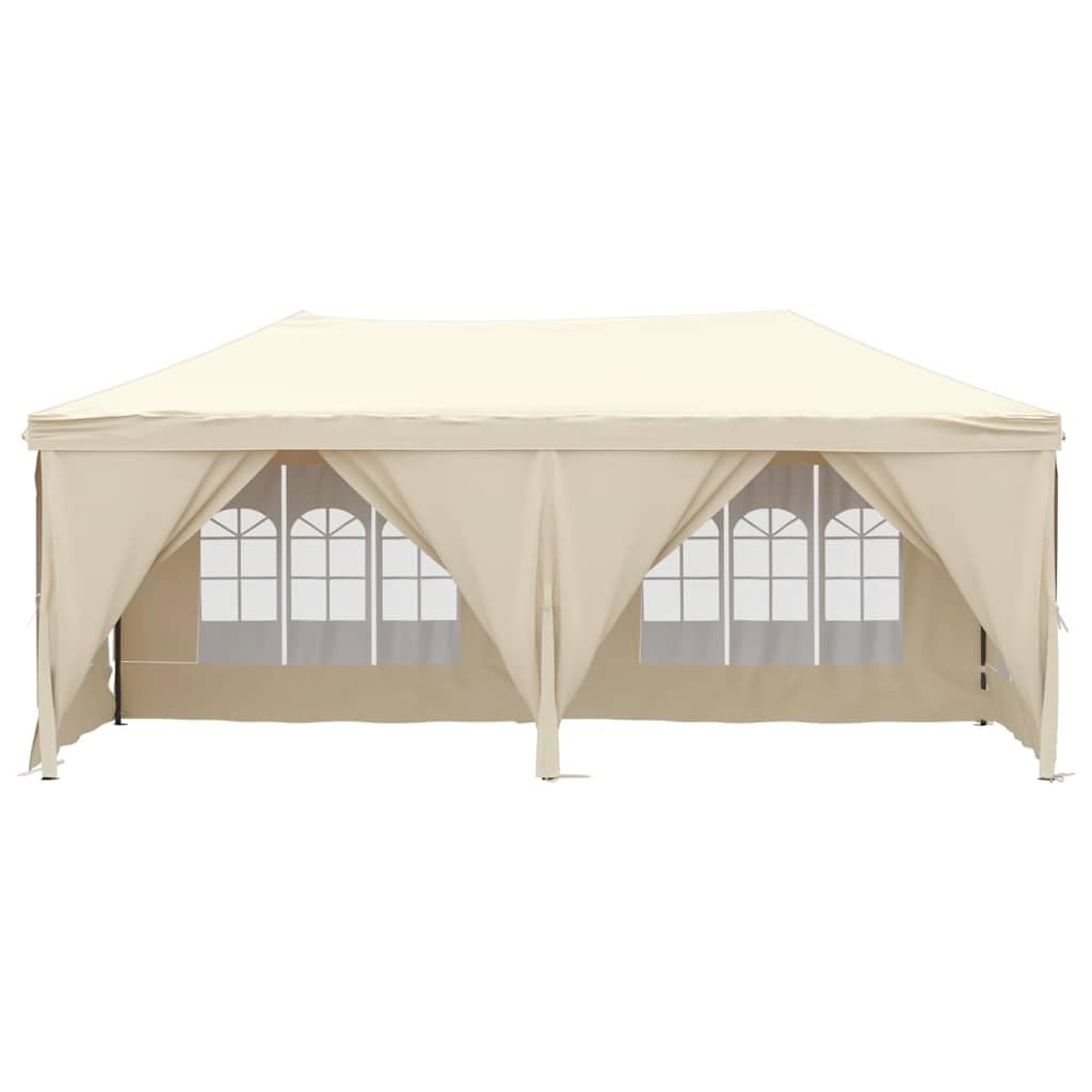 Carpa Plegable para Fiestas con Paredes Laterales Crema 3x6 m