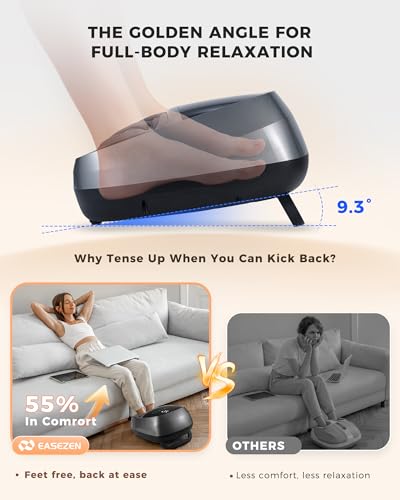 Image of EaseZen Foot Massager with Heat, Upgraded Adjustable Arch Lift & Large LED Touchscreen, Deep Kneading Shiatsu Foot Massager for Neuropathy, Plantar Fasciitis Relief, High Arch & Elderly (Pale Gray)
