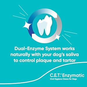 C.E.T. Enzymatic Oral Hygiene Chews for Dogs - Plaque & Tartar Control - Single Layer Beefhide with Exclusive Dual-Enzyme System & Tasty Chicken Flavor - Easy to Give Dog Dental Chew CET Enzymatic Oral Hygiene Chews for Dogs Plaque Tartar Control Single Layer Beefhide with Exclusive Dual Enzyme System Tasty Chicken Flavor Easy to Give Dog Dental Chew