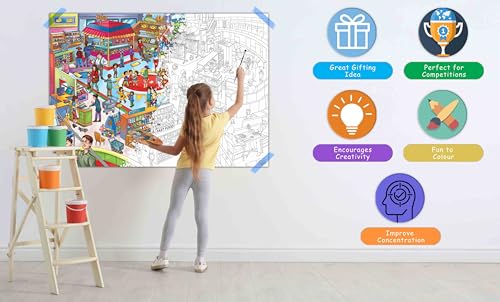 Image of SEARCH & FIND EXPEDITION activity mat, FAIRY LAND ADVENTURES activity mat, ANIMAL KINGDOM activity mat and GIANT AT THE MALL COLOURING POSTER | Combo of 3 activity mats with pen and 1 colouring poster