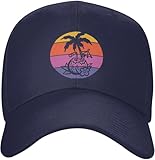 Coconut Palm Tree Sunset Casca de béisbol Retro Poliéster Casual Ajustable para Exteriores Gorra de Verano para Adultos