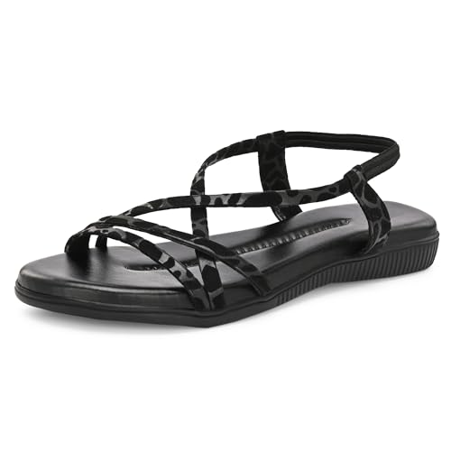 Image of Centrino Women's Sandals | Trendy Stylish Slip-On Open Toe Sandals for Ladies | Animal Print Cross Strap Comfortable Casual Flip-Flop Sandals | Lightweight and Durable Fashion Footwear(9328)