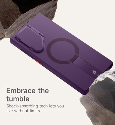 Image of SURITCH for Samsung Galaxy S23 Ultra Phone Case, Magnetic Protective Cover with Camera Cover & Adjustable Metal Kickstand for Galaxy S23 Ultra -Dark Purple