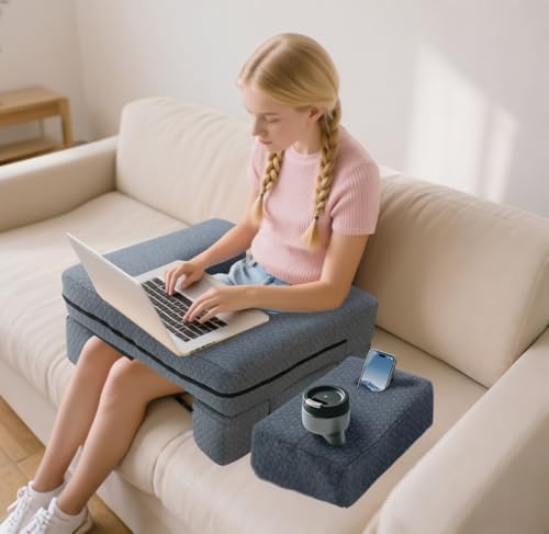 Image of Extra Large Reading & Gaming Pillow with Coaster, Lap Desk Pillow for Laptop for Adult, Memory Foam Bed Desk for Working, Gaming, Reading & Writing Laptop Desk for Couch Bed Floor