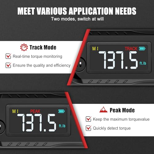 Image of VANPO Digital Torque Wrench 3 /4-Inch, 37-737 ft-lb. for Heavy Equipment | ±2% Accuracy, Electronic Torque Wrench with LED, Buzzer & Vibration Alert for Wind Turbine, Mining Equipment & Industrial