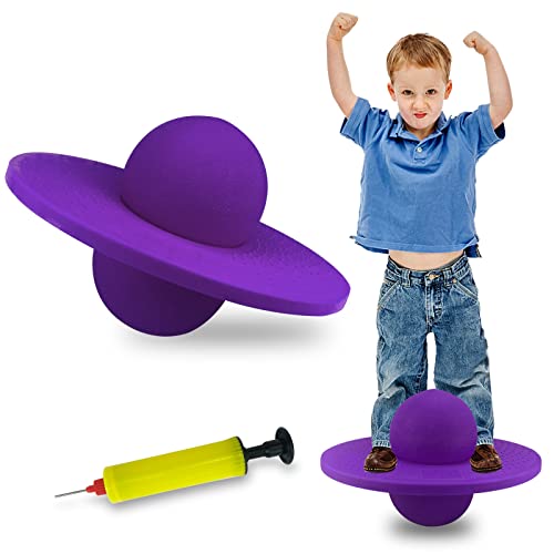 Balle sauteuse pour enfants - Planche d'équilibre rebondissante - Pour adultes et enfants - Pour exercices de fitness, jeu d'entraînement à la maison - Violet