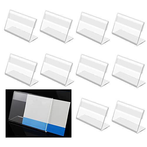 Wanfoou – Juego de 10 expositores de mesa, 10 x 15 cm, soporte para etiquetas, transparente, acrílico, transparente, soporte para menú L-Stand