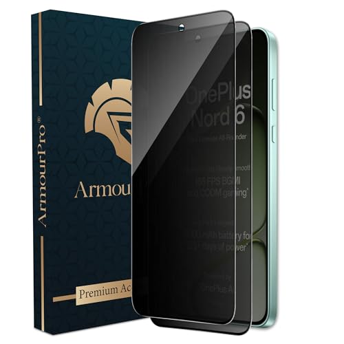 Image of ArmourPro Anti-Spy Privacy Tempered Glass for OnePlus Nord 6 - Anti Peeping Screen Protector, Edge to Edge Full Coverage, 9H Hardness, Easy Installation Kit | Pack of 2