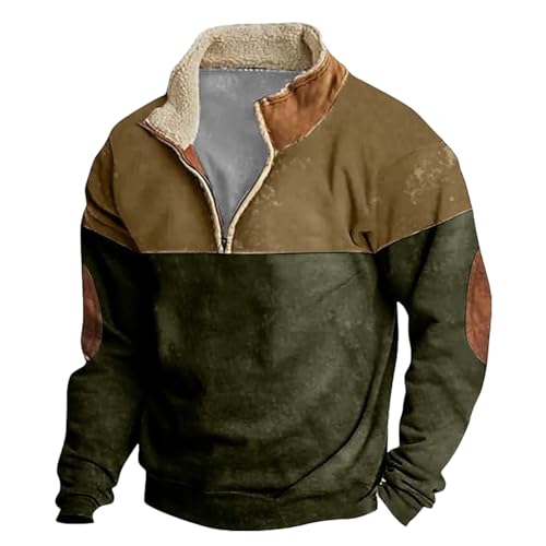 Pull à fermeture éclair quart homme patchwork en coton doux