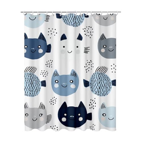 Rideau douche mignon imperméable avec ourlet lesté pour baignoire propre - 2