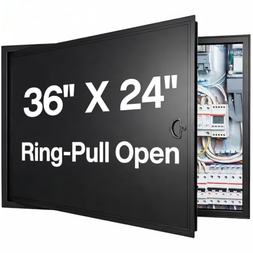 Zonon 24 x 36 Inch Black Crawl Space Access Door Universal Aluminum Skirting Access Panel for Mobile Home Insulated Wall Ceiling Mounted for Drywall Plumbing Electrical Basement (Ring-Pull Open)