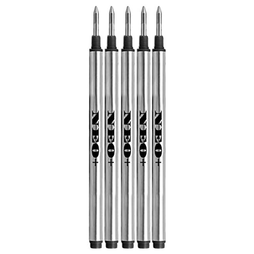 NEO+ Recambios de bolígrafo Compatible con Mont Blanc bolígrafos Rollerball de líneas: Solitaire, Noblesse, Generation, Scent, Bohème, Classic y StarWalker, Jinhao, Gullor Rollerball (5 TINTA NEGRA)