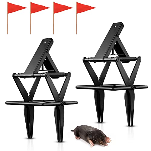 2 Pack Mole Trap, Mole Traps That Kill Best,Mole Killer Easy To Set, Mole Traps For Lawns,Mole Traps Scissor Metal Gopher Trap Large (Black) #TOP21