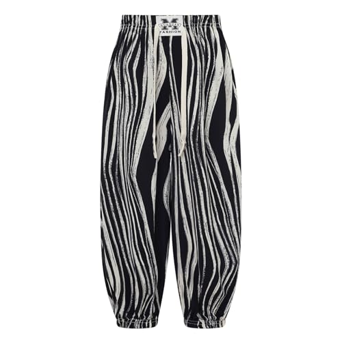 FEESHOW Kids Boys Girls Summer Hippy Boho Pants Baggy Harem Trousers Cotton Linen Bloomers Hippie Jazz Street Dance Pant