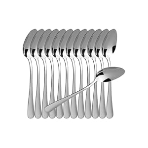 BESCH 12 cucchiai da Dessert in Acciaio Inossidabile 15 x 3,2 cm (cucchiai da Dessert)