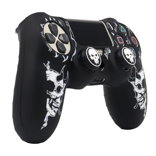 Image of RALAN Horned Skull Head Design Controller Skin Cover with 2 Thumb Grips Compatible with PS4 /Playstation 4 Slim /Pro Controller
