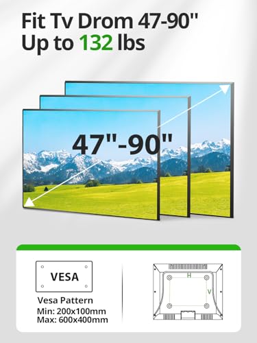 Image of Outdoor TV Wall Mount for 47-90 Inch Television, Mount with Swivel and Tilt, Full Motion Weatherproof TV Bracket with Articulating Dual Arms, Max VESA 600X400 mm, 132lbs