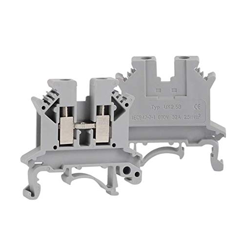 100 Pcs UK2.5B DIN Rail Terminal Block Screw Clamp Connector 690V 32A - Grey