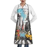 WPUTY Tablier de cuisine imprimé hiboux sur branches d'arbre avec poche, tablier de jardinage imperméable et réglable pour chef homme femme, Amour de New York, taille unique