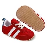 Baby Boys Girls First Walking Shoes Infant Lightweight Breathable Flexible Pull On Sneakers with Soft Lining Kids Shoes Red 6-12 Months