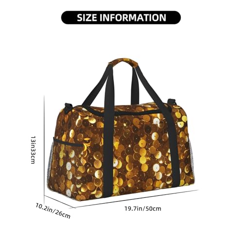 Gold Sequin Sparkle Travel Duffel Bag Lightweight Waterproof Carry On Tote Bag Foldable Weekender Overnight Bags Sport Gym Bag For Women Men4