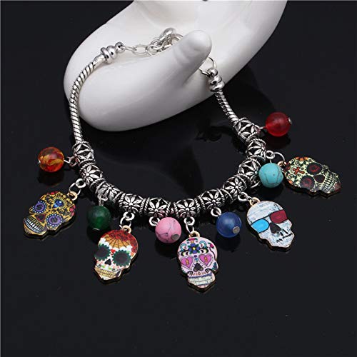 WOCRAFT 32 pcs Gold Plated Enamel Halloween Flower Skull Charms Pendant for Jewelry Making Necklace Bracelet Earring and Slime DIY Jewelry Accessories Charms (M004)