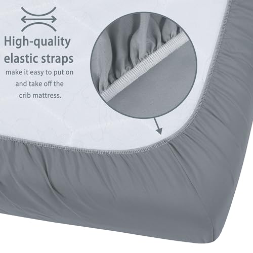Baby Crib Sheets for Boys Girls, 2 Pack Fitted Crib Sheet for Standard Crib and Toddler Mattress, Soft Microfiber Baby Sheet 52x28x8in. (Cobblestone & Dark Gray)