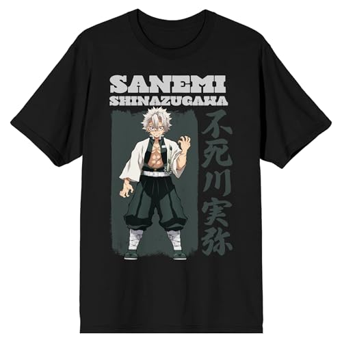 Demon Slayer Sanemi Shinazugawa Adult Black Crew Neck Short Sleeve T-Shirt