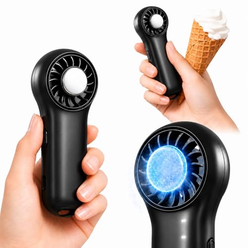 Handventilator mit Kühlfunktion Tragbarer Mini Ventilator 20000 RPM Hochgeschwindigkeit 20.5H Laufzeit Akku Ventilator 4 Geschwindigkeiten USB Aufladbar Kleiner Lüfter für Reise Outdoor Schwarz
