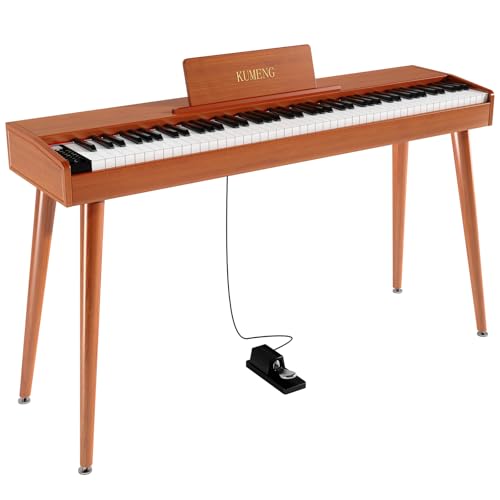 KUMENG digital Piano 88 Key Semi Weighted Keyboard,Full-size Electric Piano for Beginners,with Sheet Music Stand,Pedal,Power Adapter,Headphone Mode,USB-MIDI (KU-3506 Digital Piano with Stand)