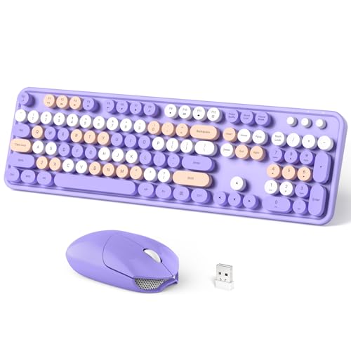 Image of Dilter Wireless Keyboard and Mouse Combo, 104 Keys Full-Sized Typewriter Keyboards, 2.4 GHz USB Receiver Plug and Play, for Windows, PC, Laptop, Desktop (Purple Colorful)