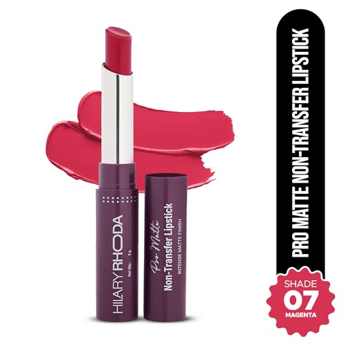 Image of Hilary Rhoda Pro Matte Non-Transfer Lipstick | Waterproof & Smudge-Proof | 12-Hour Long Stay | 24 Shades Available | Highly Pigmented Matte Finish Lipstick | 2g - (Magent | Shade 07)