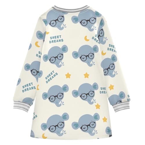 Elephant Girls Dresses Long Sleeve Sweatshirt Dress for Girls Winter Toddler Casual A Line Dresses Size 2-8T2