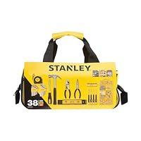 STANLEY 38-Teiliges Gemischtes Werkzeugset mit Aufbewahrungstasche, Enthält Hammer, Zangen, Schraubendreher, Inbusschlüssel, Maßband, Wasserwaage & Befestigungsmaterial – STMT0-74101 – Ansicht 1